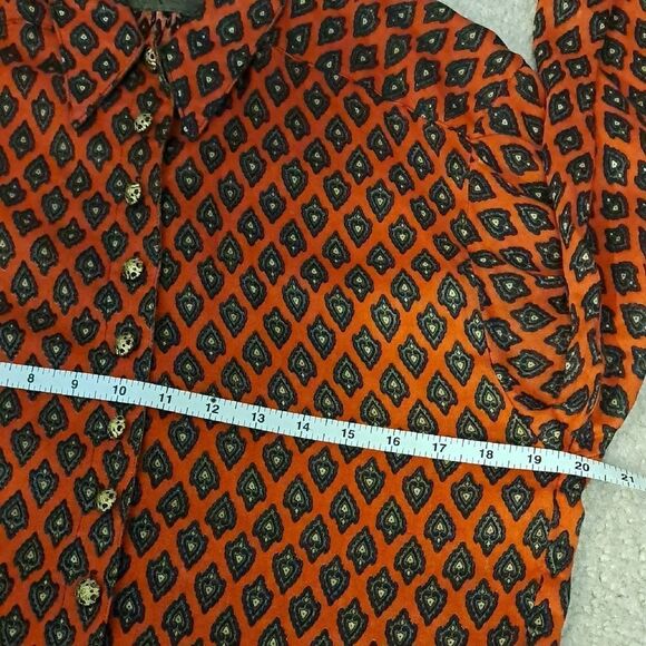 Platinum by Dorothy Schoelen Vintage Geometric Patterned Blouse Button Up Small - Picture 12 of 16